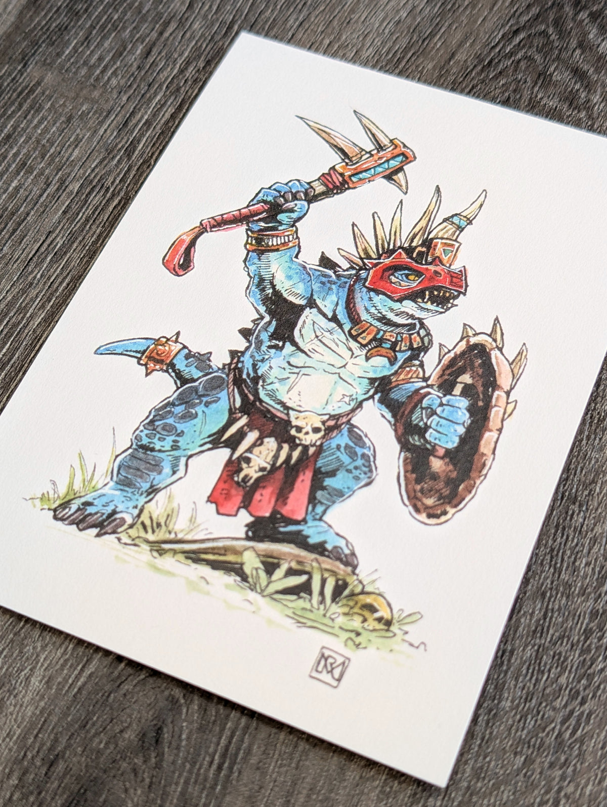 Lizard Warrior - A6/4x6" Colour print
