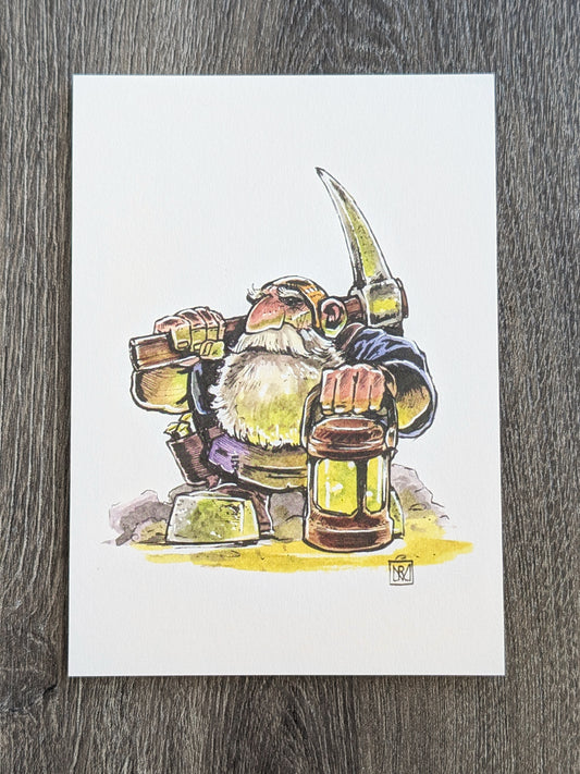 Diggy Diggy Dwarf - A6/4x6" Colour print