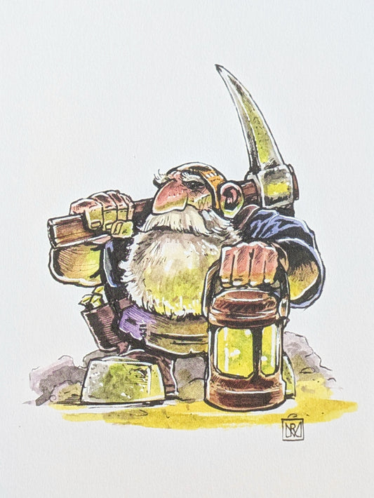 Diggy Diggy Dwarf - A6/4x6" Colour print